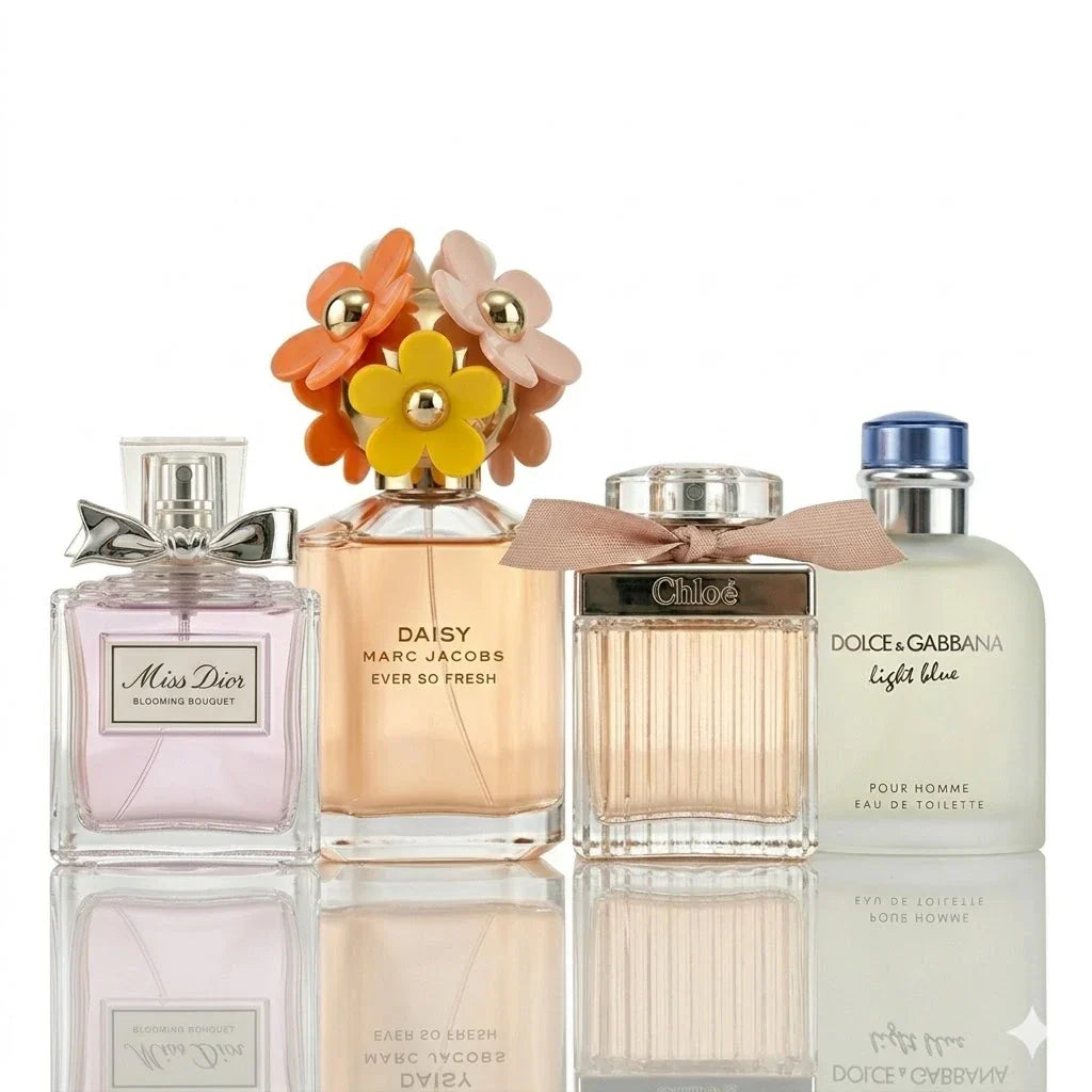 Kit de 4 Perfumes | Marc Jacobs Daisy Ever So Fresh, Chloé Eau de Parfum, Miss Dior Blooming Bouquet, Dolce & Gabbana Light Blue