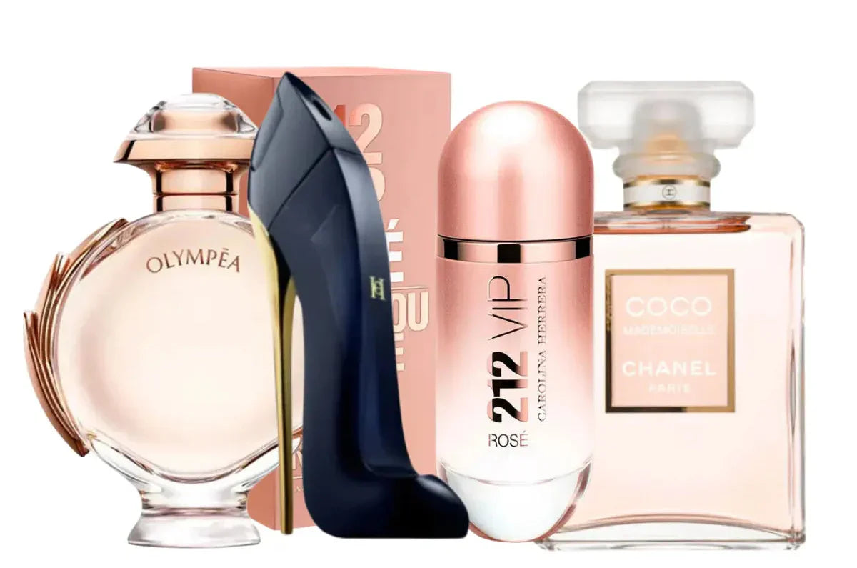 Kit de 4 Perfumes | 212 Rosé, Coco Mademoiselle, Good Girl, Olympea 100ml
