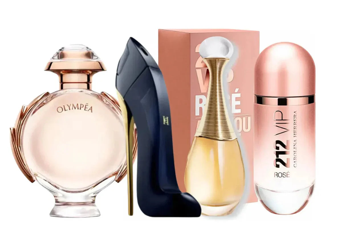 Kit de 4 Perfumes | Good Girl, Olympea, Jadore, 212 Vip Rosé