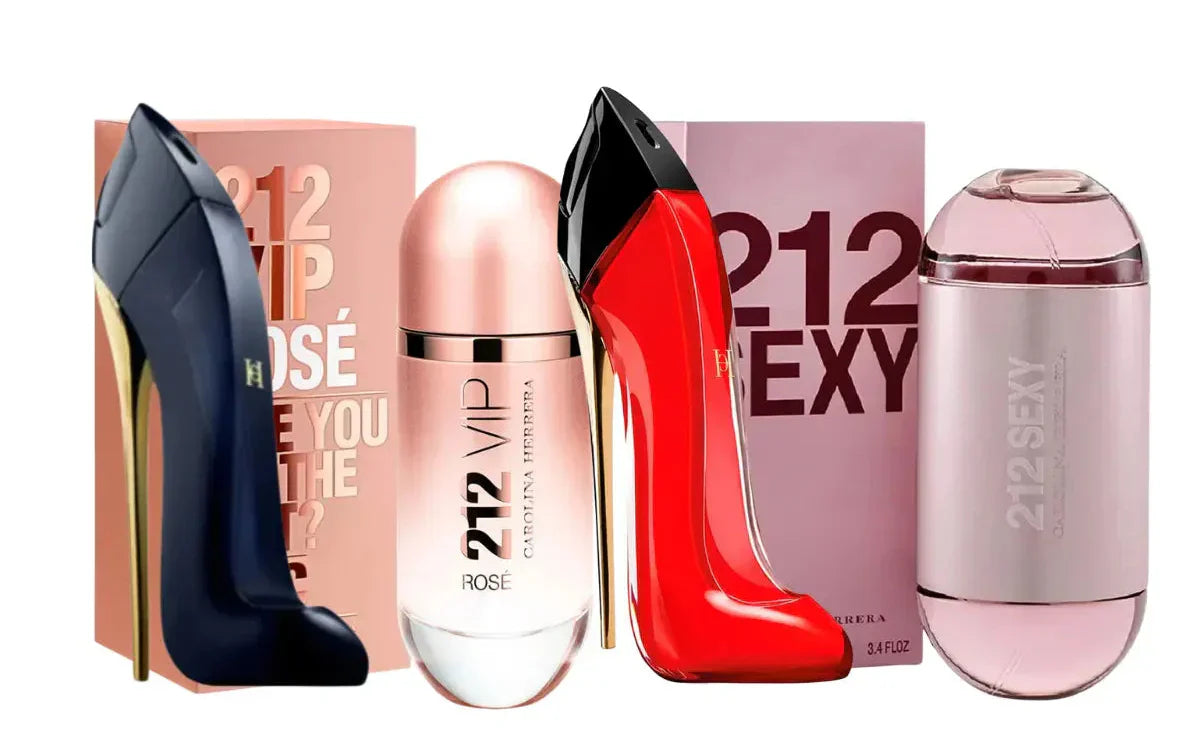 Kit de 4 Perfumes | Good Girl, Good Girl Very, 212 Vip Rose, 212 Sexy