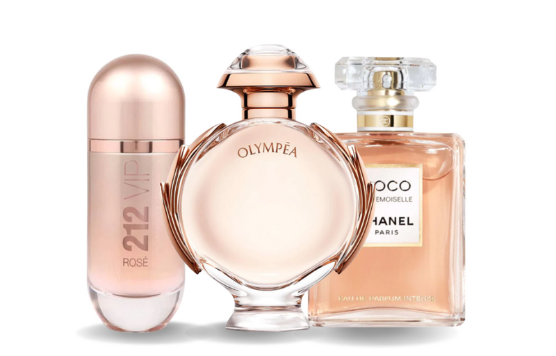 Kit de 3 Perfumes | Carolina Herrera 212 VIP ROSÉ, Paco Rabanne OLYMPÉA a Chanel COCO MADEMOISELLE 100 ml